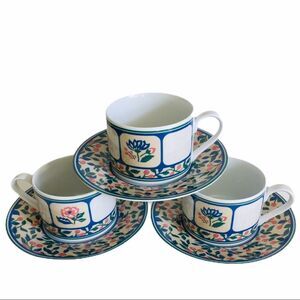 3 Tognana Italy Coffe Tee Mug Cup Saucer  Berries